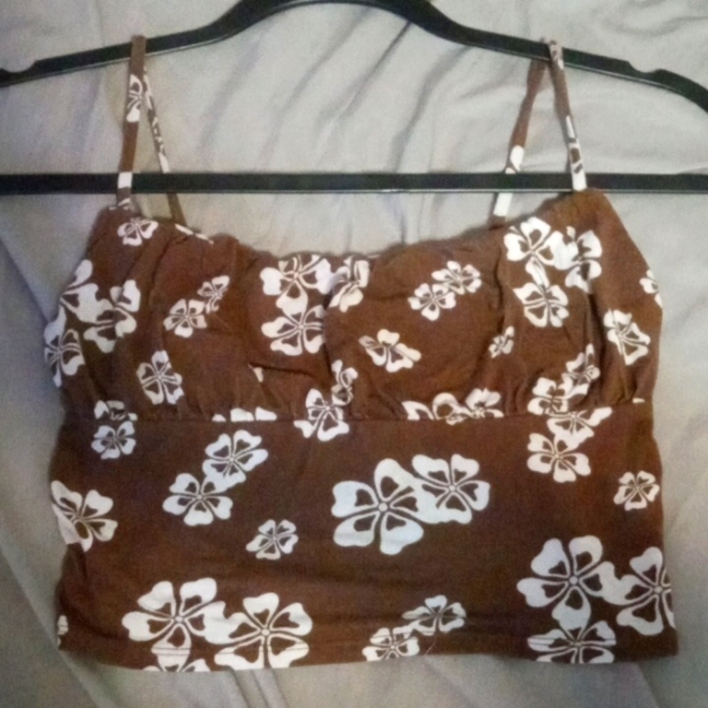 Brown and white Top.